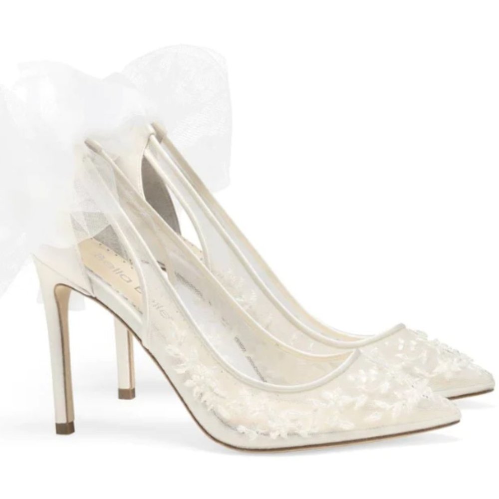 Bella Belle Edna Flora Beaded Lace Slingback Wedding Shoes